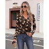 Zeagoo Womens Long Sleeve Tops V Neck T Shirts Dressy Casual Blouse(Brown Floral)