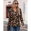 Zeagoo Womens Long Sleeve Tops V Neck T Shirts Dressy Casual Blouse(Brown Floral)