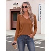 Zeagoo Womens Long Sleeve Tops V Neck T Shirts Dressy Casual Blouse(Caramel)