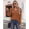 Zeagoo Womens Long Sleeve Tops V Neck T Shirts Dressy Casual Blouse(Caramel)