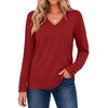 Zeagoo Womens Long Sleeve Tops V Neck T Shirts Dressy Casual Blouse(Deep Red)
