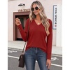 Zeagoo Womens Long Sleeve Tops V Neck T Shirts Dressy Casual Blouse(Deep Red)