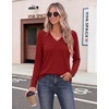 Zeagoo Womens Long Sleeve Tops V Neck T Shirts Dressy Casual Blouse(Deep Red)