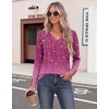 Zeagoo Womens Long Sleeve Tops V Neck T Shirts Dressy Casual Blouse(Floral Purple)