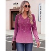 Zeagoo Womens Long Sleeve Tops V Neck T Shirts Dressy Casual Blouse(Floral Purple)