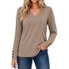 Zeagoo Womens Long Sleeve Tops V Neck T Shirts Dressy Casual Blouse(Khaki)