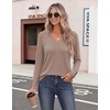 Zeagoo Womens Long Sleeve Tops V Neck T Shirts Dressy Casual Blouse(Khaki)