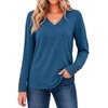 Zeagoo Womens Long Sleeve Tops V Neck T Shirts Dressy Casual Blouse(Navy Blue)