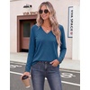 Zeagoo Womens Long Sleeve Tops V Neck T Shirts Dressy Casual Blouse(Navy Blue)