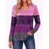 Zeagoo Womens Long Sleeve Tops V Neck T Shirts Dressy Casual Blouse(Pink Purple)
