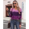 Zeagoo Womens Long Sleeve Tops V Neck T Shirts Dressy Casual Blouse(Pink Purple)