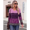 Zeagoo Womens Long Sleeve Tops V Neck T Shirts Dressy Casual Blouse(Pink Purple)
