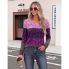 Zeagoo Womens Long Sleeve Tops V Neck T Shirts Dressy Casual Blouse(Pink Purple)