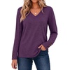 Zeagoo Womens Long Sleeve Tops V Neck T Shirts Dressy Casual Blouse(Purple)
