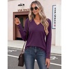 Zeagoo Womens Long Sleeve Tops V Neck T Shirts Dressy Casual Blouse(Purple)