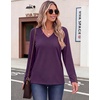 Zeagoo Womens Long Sleeve Tops V Neck T Shirts Dressy Casual Blouse(Purple)