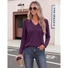 Zeagoo Womens Long Sleeve Tops V Neck T Shirts Dressy Casual Blouse(Purple)