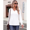 Zeagoo Womens Long Sleeve Tops V Neck T Shirts Dressy Casual Blouse(White)