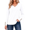 Zeagoo Womens Long Sleeve Tops V Neck T Shirts Dressy Casual Blouse(White)