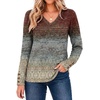 Zeagoo Womens Long Sleeve Tops V Neck T Shirts Dressy Casual Blouse(Yellow Boho)
