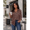 Zeagoo Womens Satin Blouses Button Down Shirts 3/4 Sleeve Dressy Tops S-2XL(Brown Polka Dots)