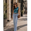 Zeagoo Womens Satin Tank Tops Sleeveless Blouses Dressy Casual Work Shirts(Blue Green Turquoise)