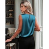 Zeagoo Womens Satin Tank Tops Sleeveless Blouses Dressy Casual Work Shirts(Blue Green Turquoise)