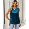 Zeagoo Womens Satin Tank Tops Sleeveless Blouses Dressy Casual Work Shirts(Blue Green Turquoise)