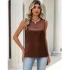 Zeagoo Womens Satin Tank Tops Sleeveless Blouses Dressy Casual Work Shirts(Brown)