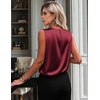 Zeagoo Womens Satin Tank Tops Sleeveless Blouses Dressy Casual Work Shirts(Dark Red)