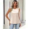 Zeagoo Womens Satin Tank Tops Sleeveless Blouses Dressy Casual Work Shirts(Flat Beige)