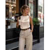 Zeagoo Womens Satin Tank Tops Sleeveless Blouses Dressy Casual Work Shirts(Flat Beige)