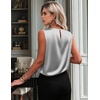 Zeagoo Womens Satin Tank Tops Sleeveless Blouses Dressy Casual Work Shirts(Gray)