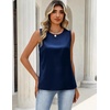 Zeagoo Womens Satin Tank Tops Sleeveless Blouses Dressy Casual Work Shirts(Navy Blue)