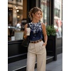 Zeagoo Womens Satin Tank Tops Sleeveless Blouses Dressy Casual Work Shirts(Printed Sf103)