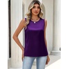 Zeagoo Womens Satin Tank Tops Sleeveless Blouses Dressy Casual Work Shirts(Purple)