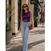 Zeagoo Womens Satin Tank Tops Sleeveless Blouses Dressy Casual Work Shirts(Purple)