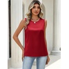 Zeagoo Womens Satin Tank Tops Sleeveless Blouses Dressy Casual Work Shirts(Red)