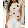 Zeagoo Womens Sleeveless Tops Turtleneck Sweater Business Casual Outfits(A4-bow Khaki)