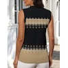 Zeagoo Womens Sleeveless Tops Turtleneck Sweater Business Casual Outfits(A6-black Geometric)