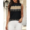 Zeagoo Womens Sleeveless Tops Turtleneck Sweater Business Casual Outfits(A6-black Geometric)
