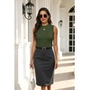 Zeagoo Womens Sleeveless Tops Turtleneck Sweater Business Casual Outfits(Green)