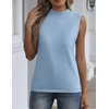 Zeagoo Womens Sleeveless Tops Turtleneck Sweater Business Casual Outfits(Light Blue)