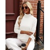 Zeagoo Womens Sweaters Fall Turtleneck Tops Long Sleeve Winter Clothing(White)