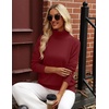 Zeagoo Womens Sweaters Fall Turtleneck Tops Long Sleeve Winter Clothing(Wine Red)