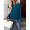 Zeagoo Womens Sweaters Long Sleeve Crew Neck Ribbed Knit Tops Fall Clothes(A Blue)