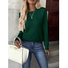 Zeagoo Womens Sweaters Long Sleeve Crew Neck Ribbed Knit Tops Fall Clothes(A Green)