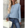 Zeagoo Womens Sweaters Long Sleeve Crew Neck Ribbed Knit Tops Fall Clothes(A Light Blue)