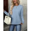 Zeagoo Womens Sweaters Long Sleeve Crew Neck Ribbed Knit Tops Fall Clothes(A Light Blue)