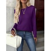 Zeagoo Womens Sweaters Long Sleeve Crew Neck Ribbed Knit Tops Fall Clothes(A Purple)